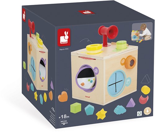 Janod cube sensoriel - jouet en bois pour les sens et la découverte