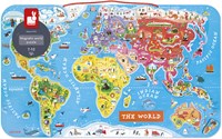 Janod Tableau magnétique carte du monde - Jouet éducatif en bois anglais-2