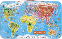 Janod Tableau magnétique carte du monde - Jouet éducatif en bois anglais-3