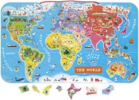 Janod Tableau magnétique carte du monde - Jouet éducatif en bois anglais