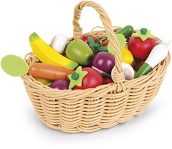 Janod panier jouet fruits et légumes - set en bois 24 pièces