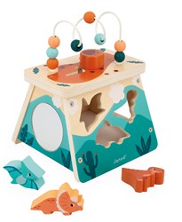 Janod Dino - Bloc d'activités volcan en bois - Jouet avec formes et boulier