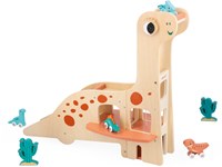 Janod garage dinosaure en bois - jouet pour fans de dinosaures - bois FSC