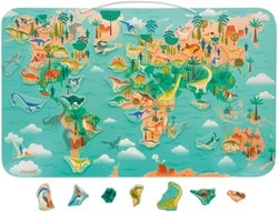 Janod tableau magnétique en bois carte du monde dinosaures jouet éducatif