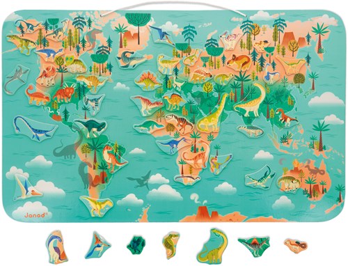 Janod tableau magnétique en bois carte du monde dinosaures jouet éducatif