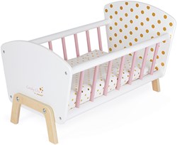 Janod lit de poupée en bois Candy Chic - rose blanc or - accessoire poupée