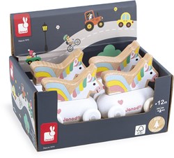 Janod voiture licorne en bois - jouet imaginatif pour enfants