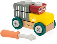 Janod Brico'Kids - Chariot de construction en bois avec ours et blocs - Jouet éducatif-3