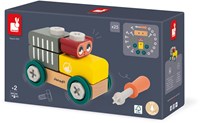 Janod Brico'Kids - Chariot de construction en bois avec ours et blocs - Jouet éducatif