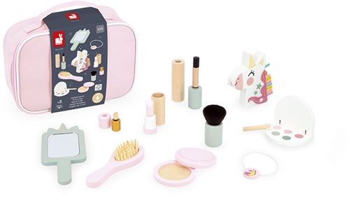 Janod Unicorn - Malette beauté avec accessoires maquillage en bois pour enfants-3