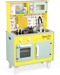 Janod Cuisine en bois Happy Day avec accessoires (Incl. 7 pièces d'accessoires)