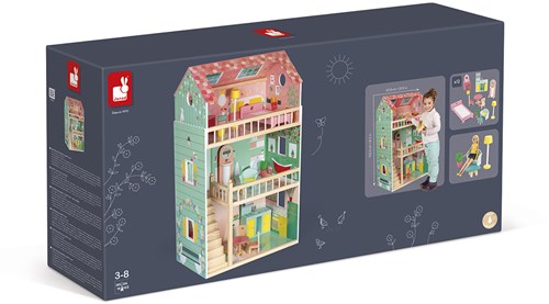 Janod maison de poupée bois Happy Day - grande maison avec meubles-2
