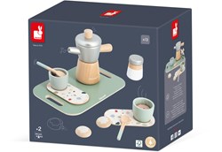 Janod set café en bois - cafetière moka italienne pour enfants