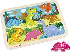 Janod puzzle en bois dinosaure - jouet éducatif 7 pièces enfants