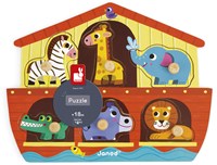 Janod puzzle à boutons en bois Arche de Noé - 6 pièces - jouet éducatif-3