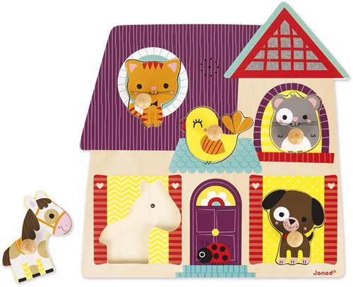 Janod puzzle sonore en bois Mes petits amis - jouet éducatif animaux-2