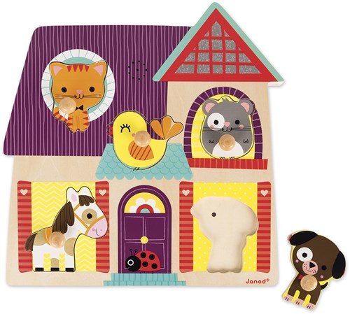 Janod puzzle sonore en bois Mes petits amis - jouet éducatif animaux