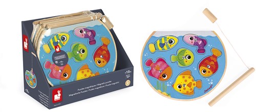 Janod puzzle en bois - jeu de pêche magnétique pour enfants - jouet éducatif-3