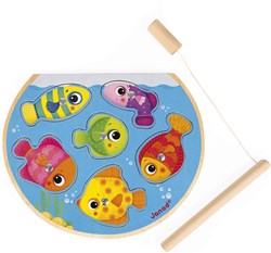 Janod puzzle en bois - jeu de pêche magnétique pour enfants - jouet éducatif