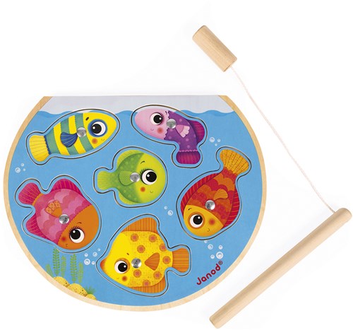 Janod puzzle en bois - jeu de pêche magnétique pour enfants - jouet éducatif