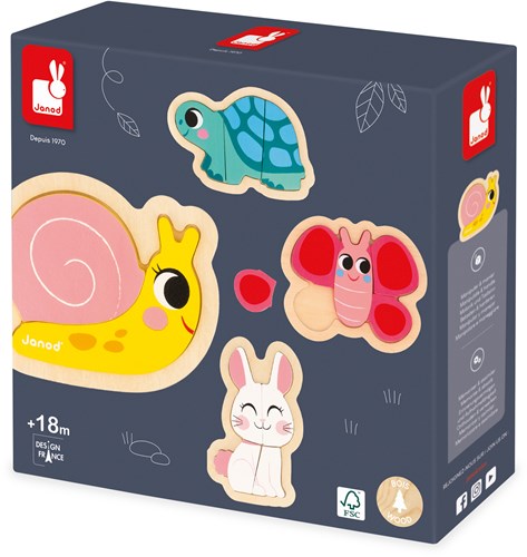 Janod Jeu de puzzles 4 puzzles 2-3-4-5 pièces Jardin-2