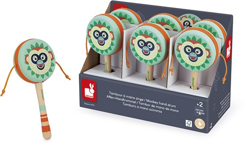 Janod tambour singe en bois - instrument de musique Gioia pour enfants-3