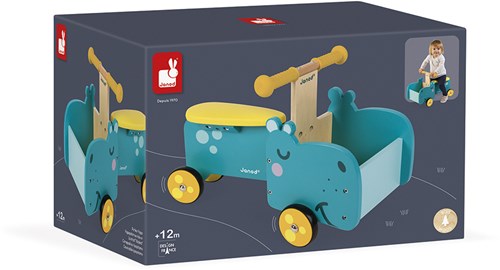 Janod vélo cargo en bois hippopotame - porteur avec rangement-2