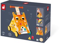 Janod chariot de marche chat en bois - jouet d'activités pour tout-petits