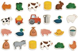 Janod magnets ferme - set de magnets animaux de la ferme en bois