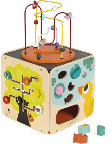 Janod boîte de jeu en bois - cube d'activités pour tout-petits - jouet de motricité-3
