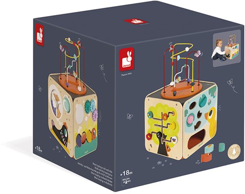 Janod boîte de jeu en bois - cube d'activités pour tout-petits - jouet de motricité-2
