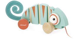 Janod Tropik - Jouet à tirer caméléon en bois - Jouet certifié FSC