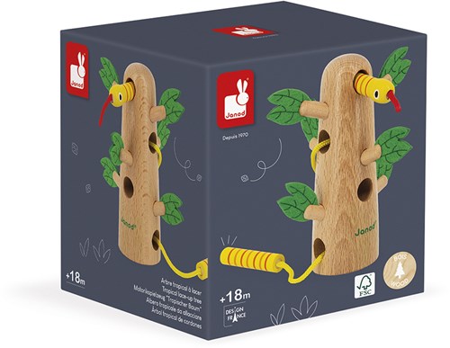 Janod Tropik - Jeu d'enfilage arbre en bois - Jouet motricité FSC-2