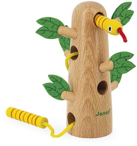 Janod Tropik - Jeu d'enfilage arbre en bois - Jouet motricité FSC