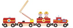 Janod train de pompier jouet - train en bois pour enfants