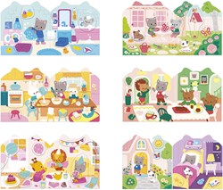 Janod cahier de stickers - maison - gommettes pour petites mains et créativité