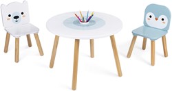 Janod table en bois et 2 chaises - ensemble de jeu Polar pour enfants