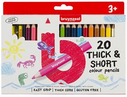 Bruynzeel crayons de couleur Thick Short 20 pièces pour enfants 3plus