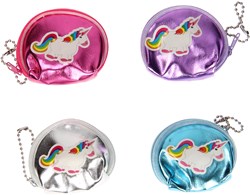 Mini porte-monnaie licorne argenté métallisé avec chaînette - accessoire enfant