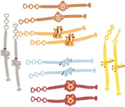 Bracelet animaux sauvages lot de 12 bracelets enfants colorés plastique