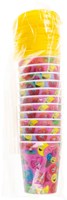 Gobelet coloré avec couvercle et paille visage souriant - lot de 12