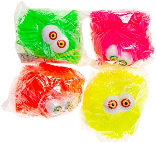 Balle puffer jouet avec yeux 10cm colorée - balle anti-stress pour enfants