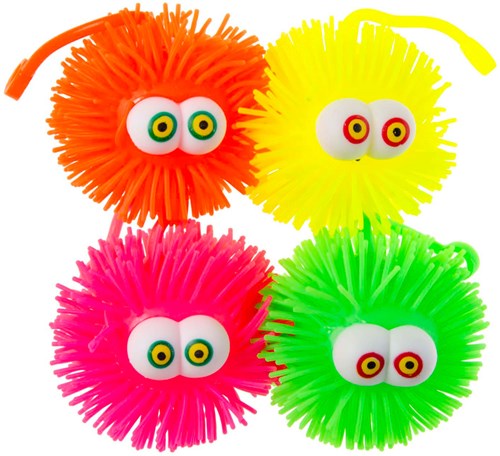 Balle puffer jouet avec yeux 10cm colorée - balle anti-stress pour enfants-2