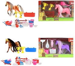 Coffret beauté cheval set de jouets marron - set de soins pour cheval