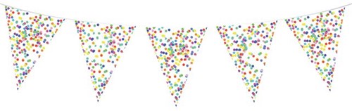 Haza guirlande fanions confettis plastique 6 mètres décoration fête-2