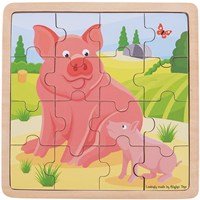 BigJigs puzzle en bois cochon et porcelet jouet éducatif