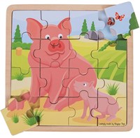 BigJigs puzzle en bois cochon et porcelet jouet éducatif-2