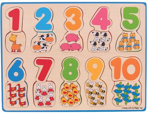 BigJigs puzzle en bois - jouet éducatif - 20 pièces - couleurs et chiffres