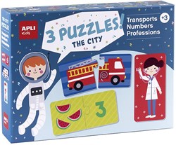 APLI Kids coffret puzzle - véhicules, chiffres et métiers - jouet éducatif