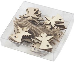 Creativ Company décoration suspendue ange de Noël en bois avec cordelette en jute